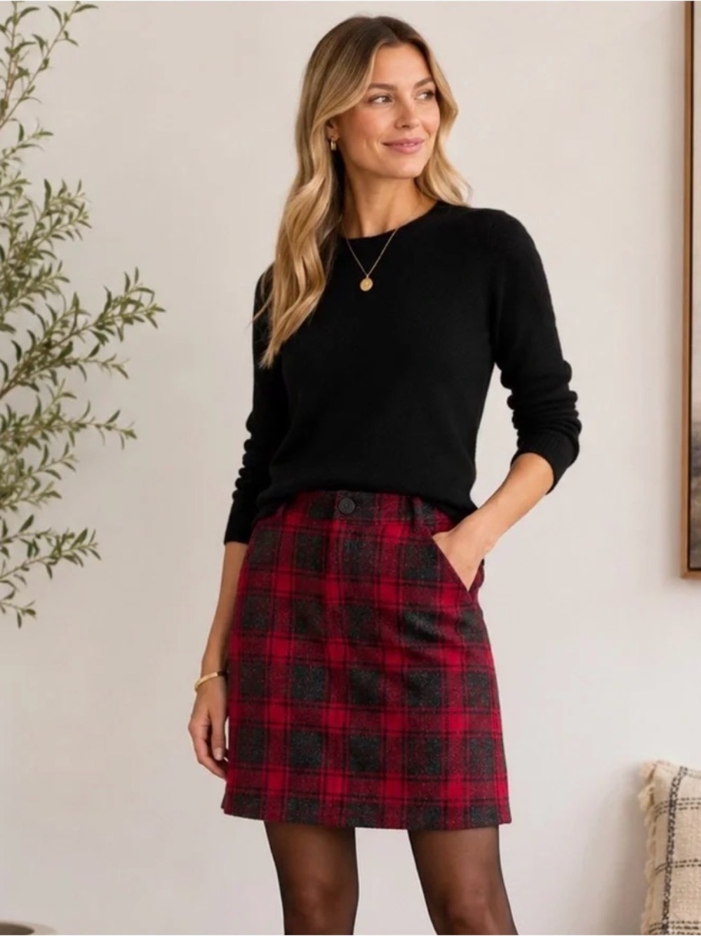 Eddie Bauer Women’s Plaid Tartan Wool Skirt (Size: 8)(NWOT)